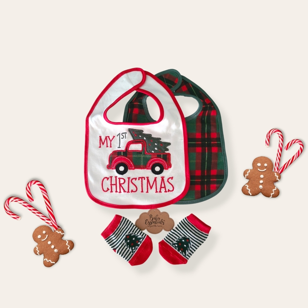 Baby Essentials Christmas 2-Pack Bib and Socks